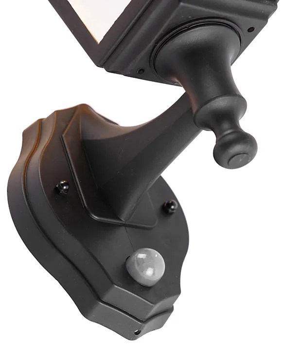 Lampada da parete per esterni classica nera con sensore di movimento - Capital