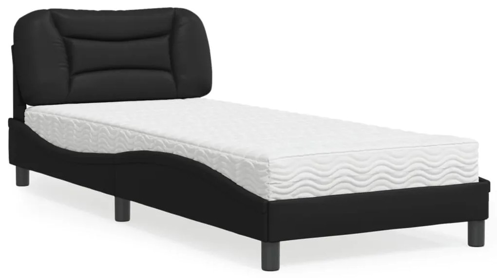 Letto Con Materasso Nero 80x200 Cm İn Similpelle /