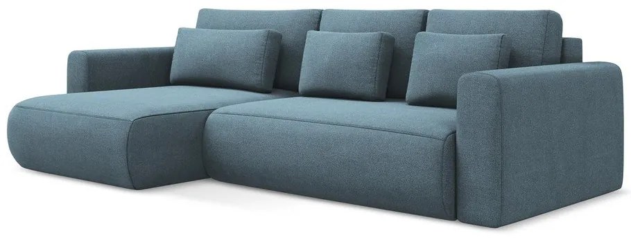 Divano angolare azzurro allungabile/con contenitore (con penisola a sinistra/con chaise lounge) Kapua – Makamii