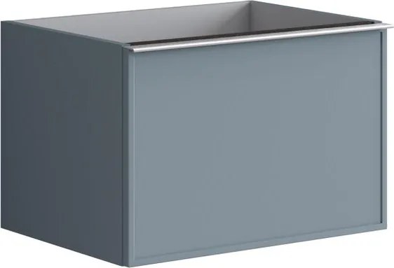 Mobile da bagno sospeso sotto lavabo Pixel frame 2 cassetti L 60 x H 40 x P 45.5 cm blu indaco e maniglia alluminio brillante