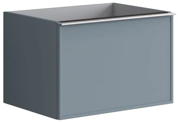 Mobile da bagno sotto lavabo Pixel frame blu laccato opaco L 60 x H 40 x P 45.5 cm 2 cassetti, lavabo non incluso