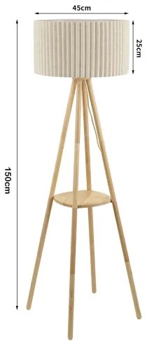 Brilagi - Lampada da terra NORDIC WAVE 1xE27/15W/230V legno di hevea/lino