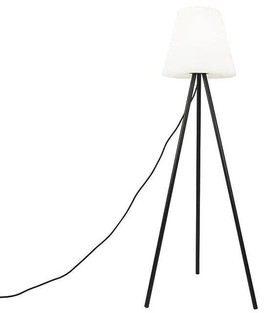 Lampada da terra moderna per esterni nera con paralume bianco IP65 - Virginia