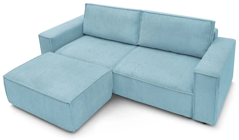 Divano letto in velluto a coste azzurro 245 cm Nihad - Bobochic Paris