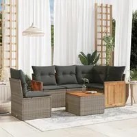 Set Divano da Giardino 6 pz con Cuscini Grigio in Polyrattancod mxl 112174