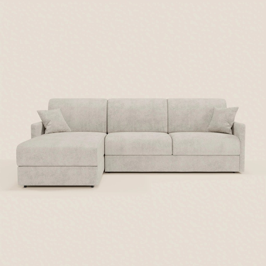 TOMMY Divano Letto con penisola contenitore - design minimal e sfoderabile in tessuto smacchiabile simil cotone T33