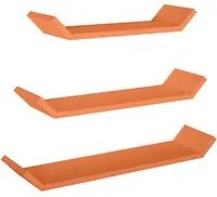 Set di 3 Mensole da Muro Modello BARCHETTA, Mensola Cameretta, Mensola da Parete. Misure 71x7 p15.5 cm 61x7 p15.5 cm e 51x7 p15.5 cm. Finitura ARANCIO - MADE IN ITALY