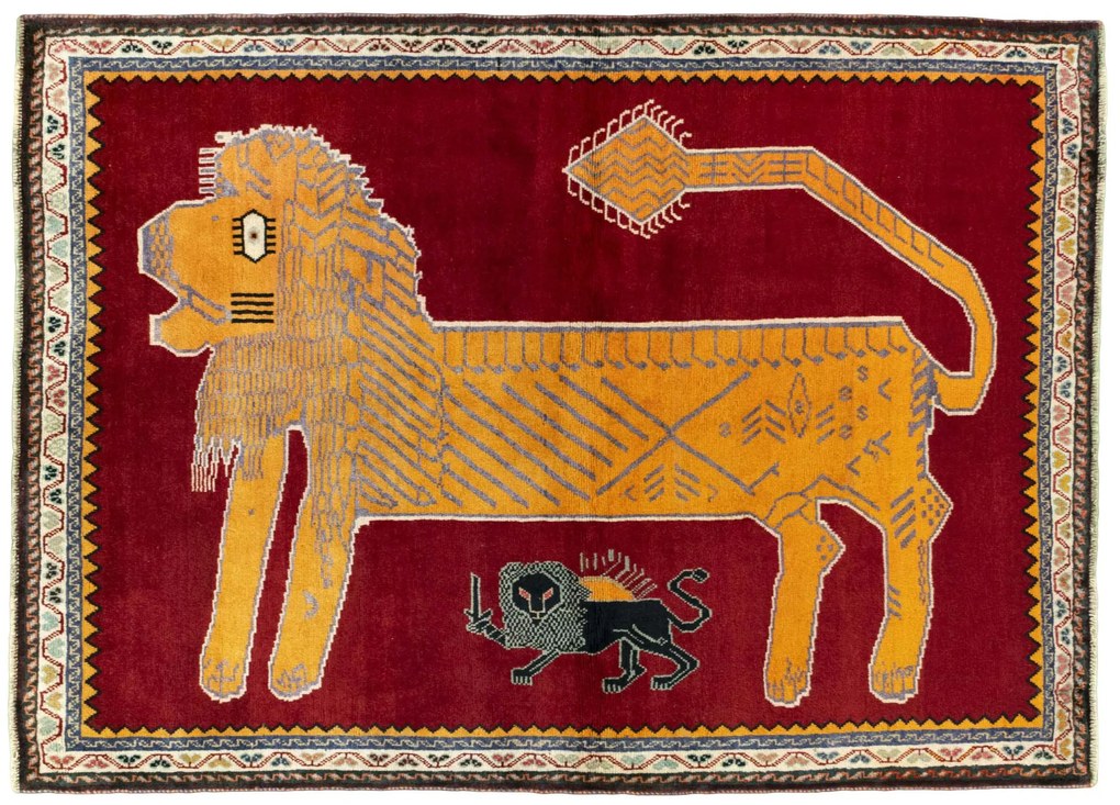 Gabbeh Tappeto 150 x 210 Rosso (Iran) Annodato A Mano