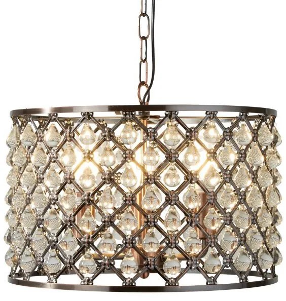 Marquise 3lt drum pendant - metallo e vetro in rame antico