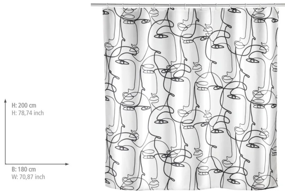 Tenda da doccia bianca e nera Faces - Wenko