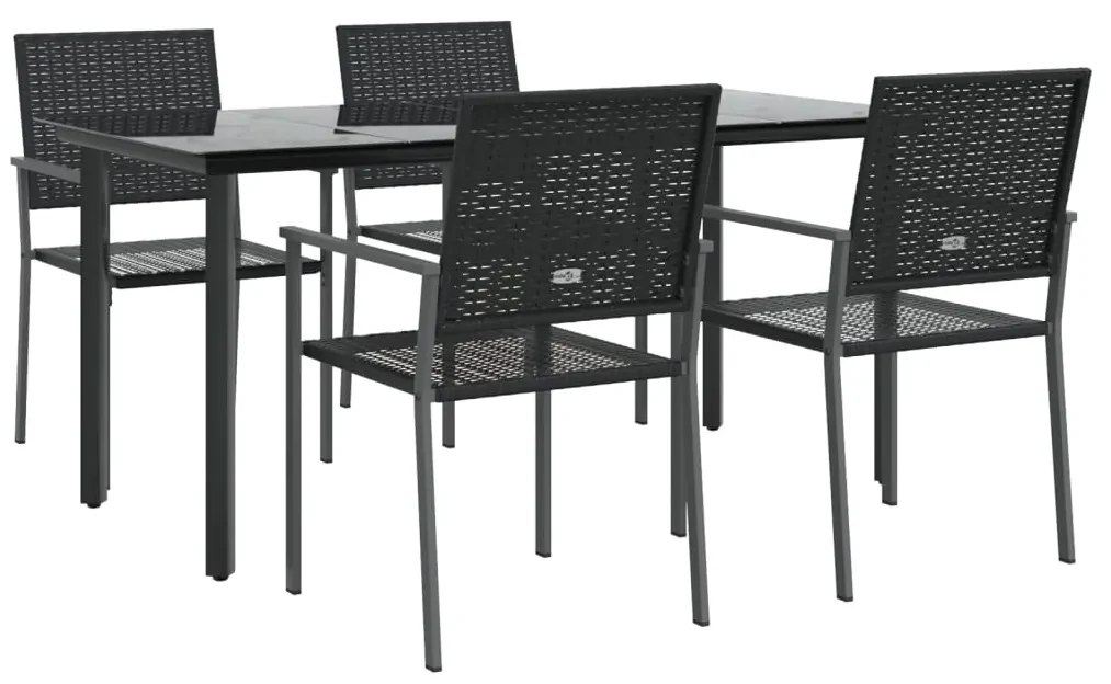 Set da pranzo da giardino 5 pz in polyrattan e acciaio