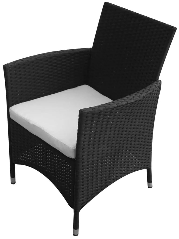 Set da Pranzo da Giardino 9 pz con Cuscini in Polyrattan Nero