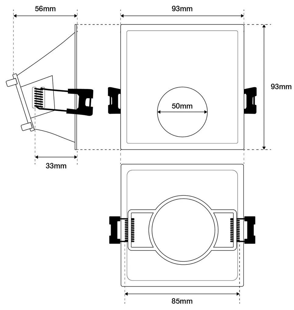 Faretto da Incasso Quadrato Foro 85x85mm Luce Asimmetrica GU10