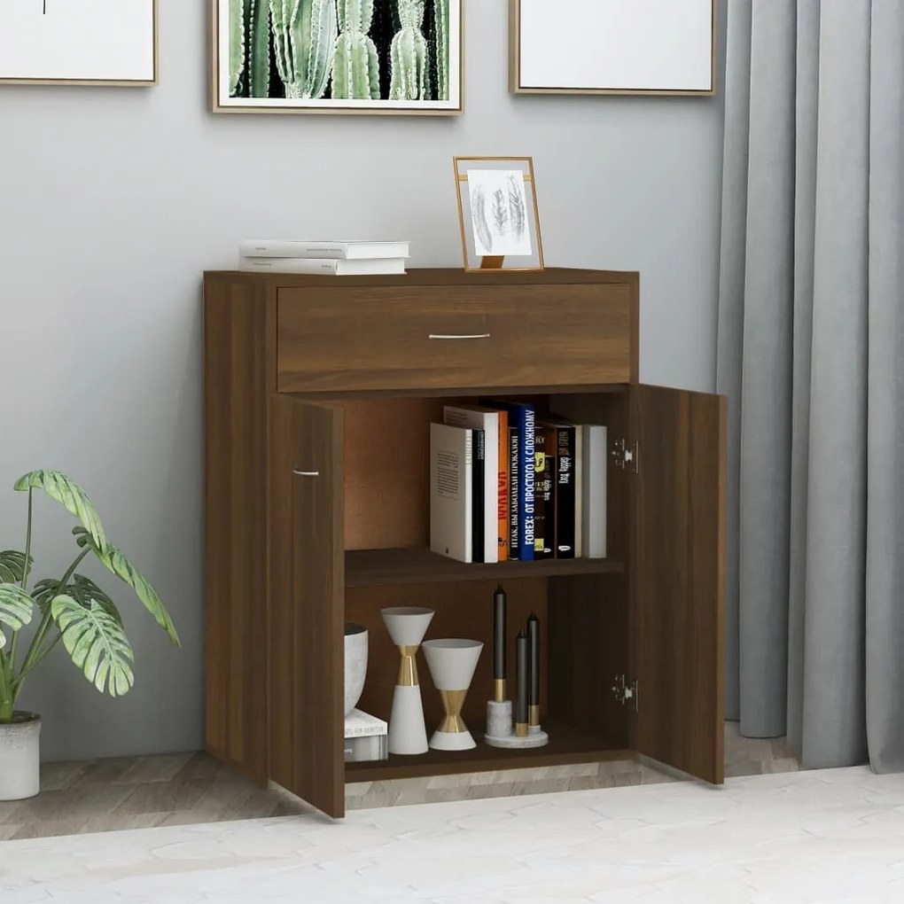 Credenza rovere marrone 60x30x75 cm in legno multistrato