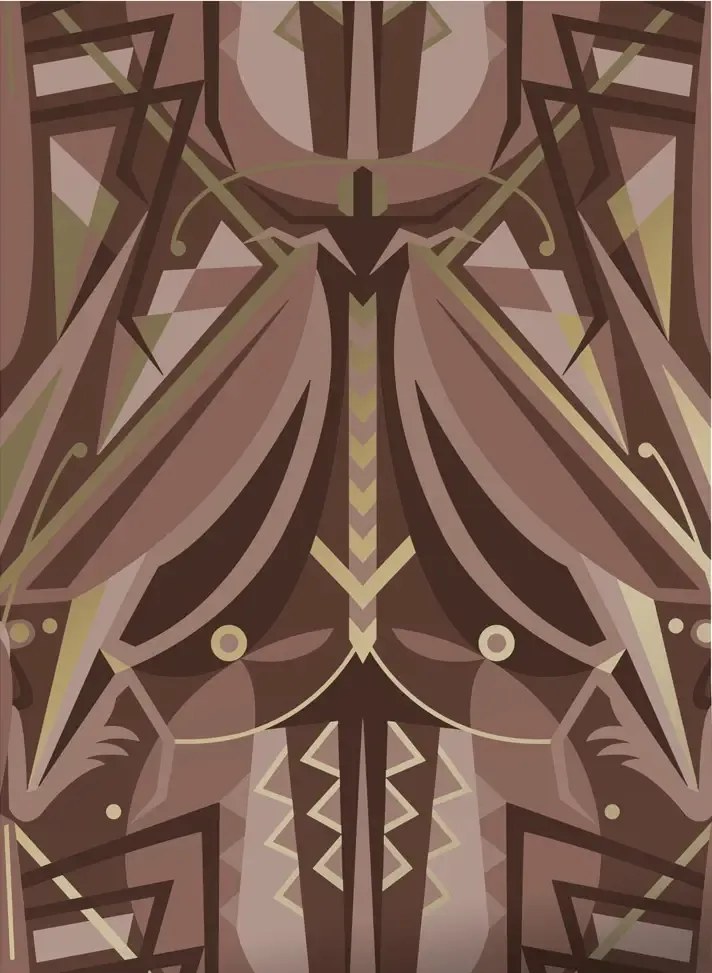 KEK Amsterdam Carta da parati Art Deco Animaux Grasshopper Gold - Taupe