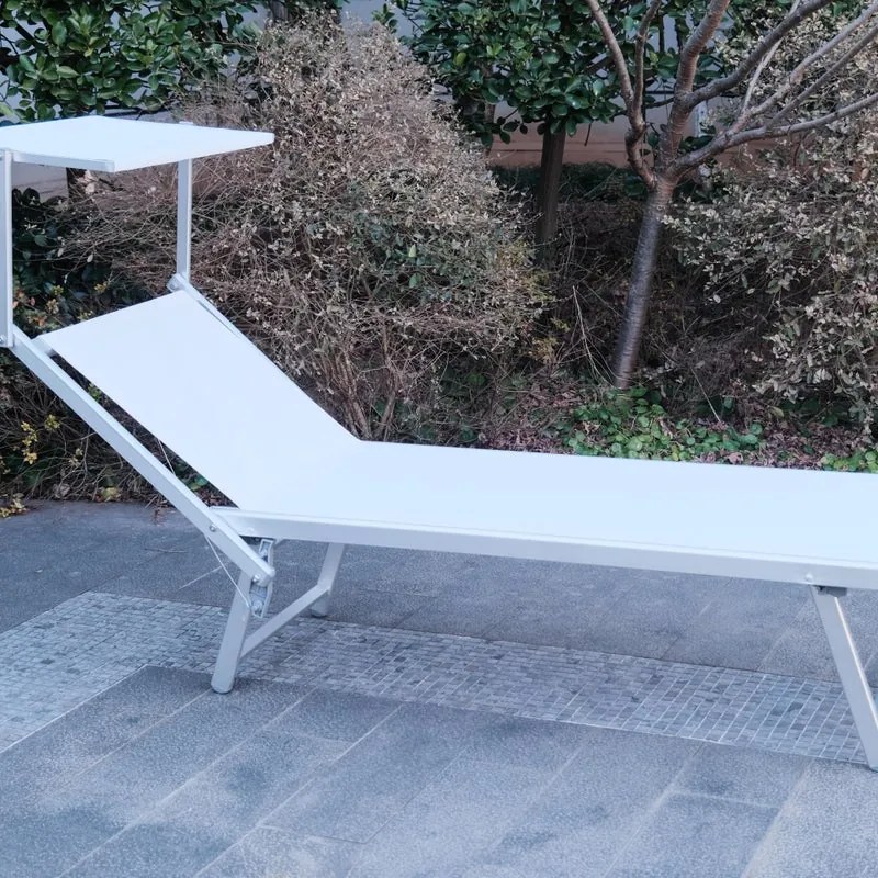 Lettino senza cuscino Basic in alluminio grigio e seduta bianco