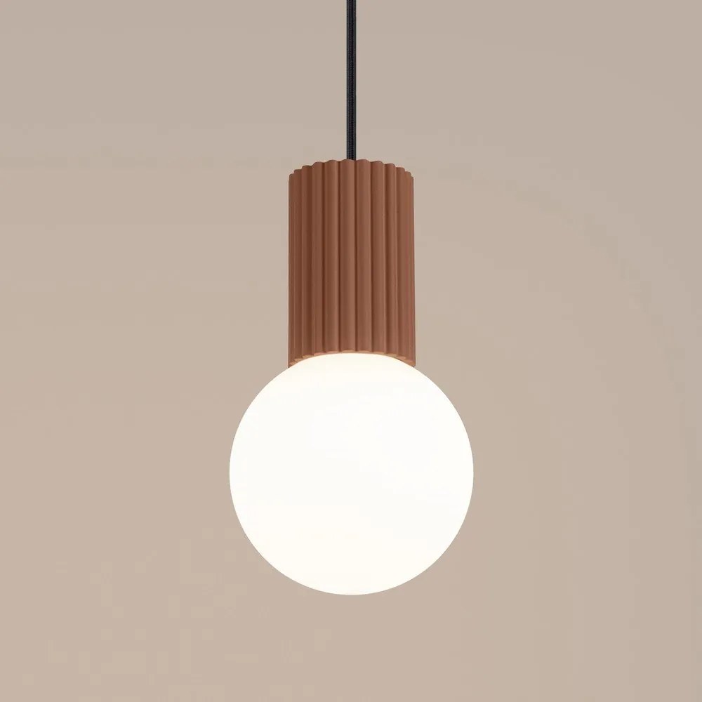 Lampadario marrone chiaro con paralume in vetro ø 12 cm Orbital – Sollux