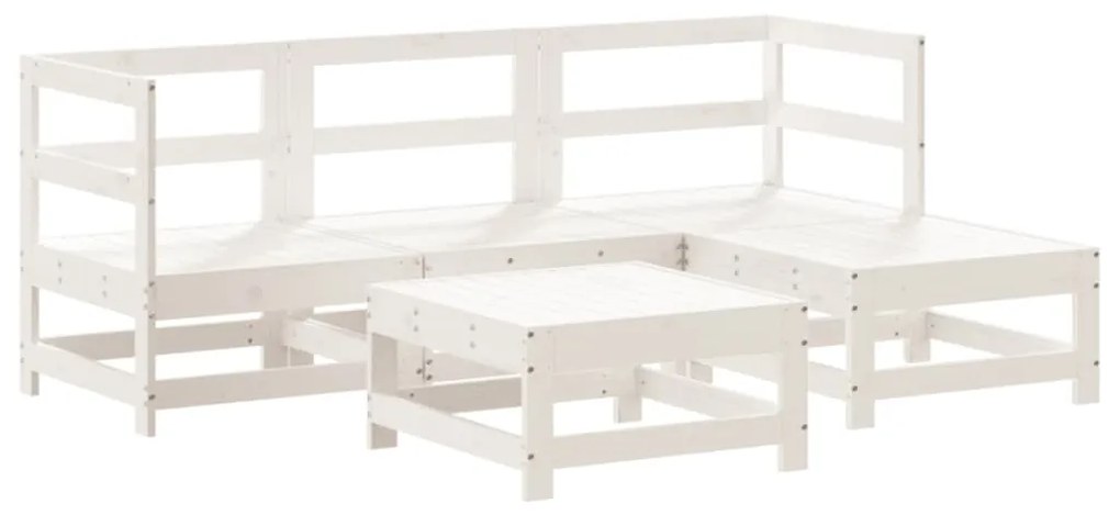 Set Salotto da Giardino 5 pz Bianco in Legno Massello di Pino