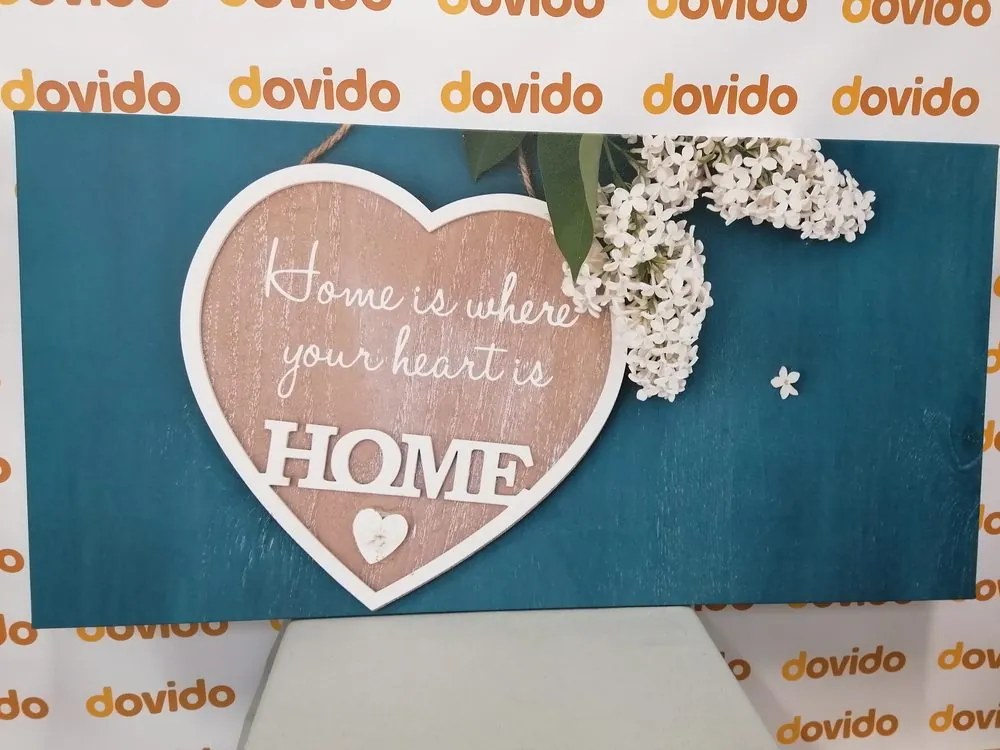 Quadro su tela – Cuore con citazione - Casa è dove è il tuo cuore