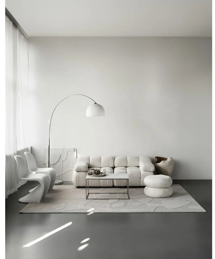 Tappeto in lana grigio chiaro 160x230 cm Morphic Botanica - Agnella