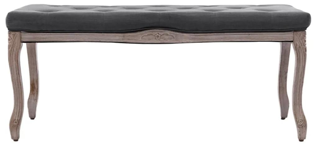Panca in lino e legno massello 110x38x48 cm grigio scuro