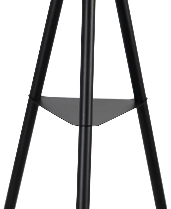 Lampada da terra industriale a treppiede in acciaio nero - Bliss Vefa
