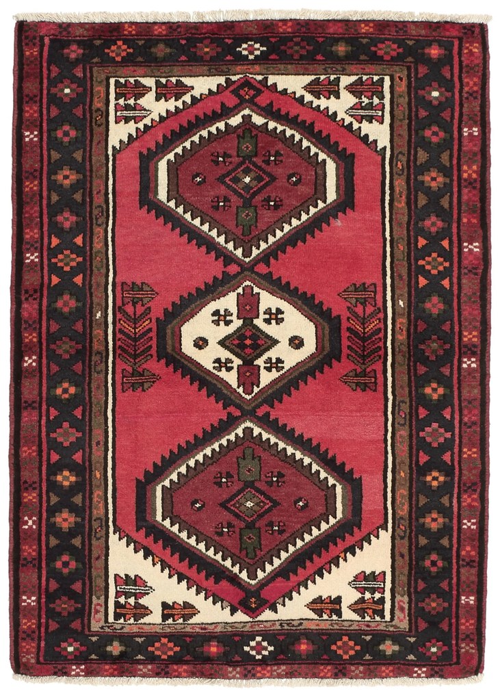 Hamedan Tappeto 110 x 150 Rosso (Iran) Annodato A Mano