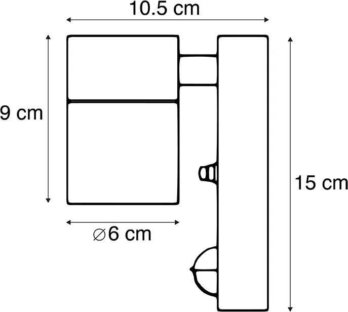 Lampada da parete per esterni in acciaio IP44 con sensore di movimento - Solo