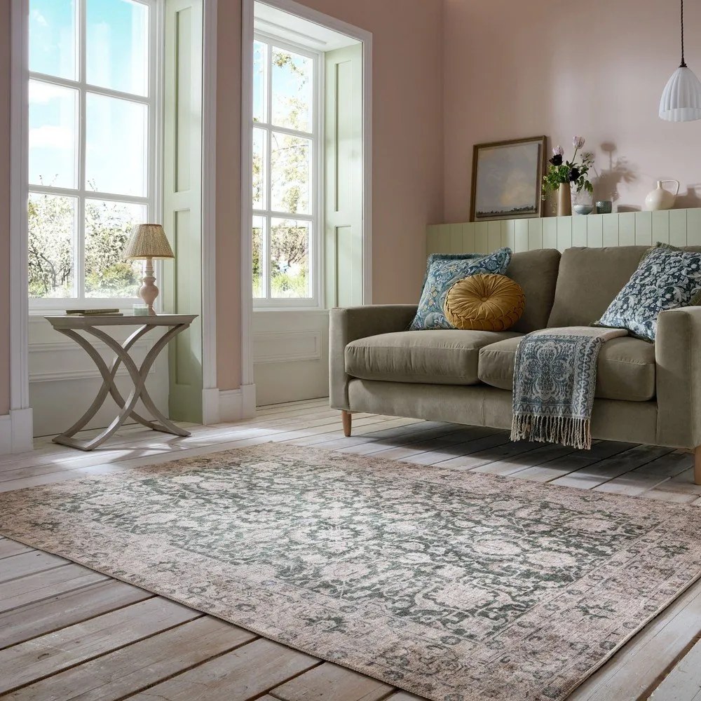 Tappeto verde lavabile 190x290 cm Beau Floral – Flair Rugs
