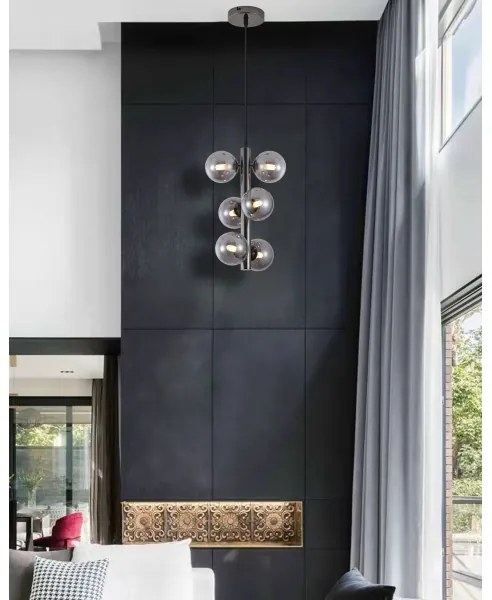 Wofi 6014-605W - Lampadario LED a sospensione con filo VILLA 6xG9/3W/230V nero