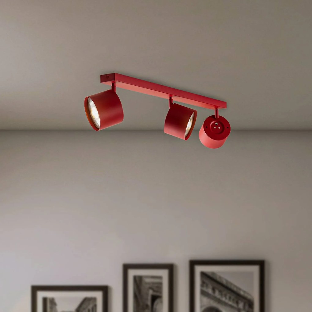 Argon Spot soffitto Chloe regolabile 3 luci, rosso