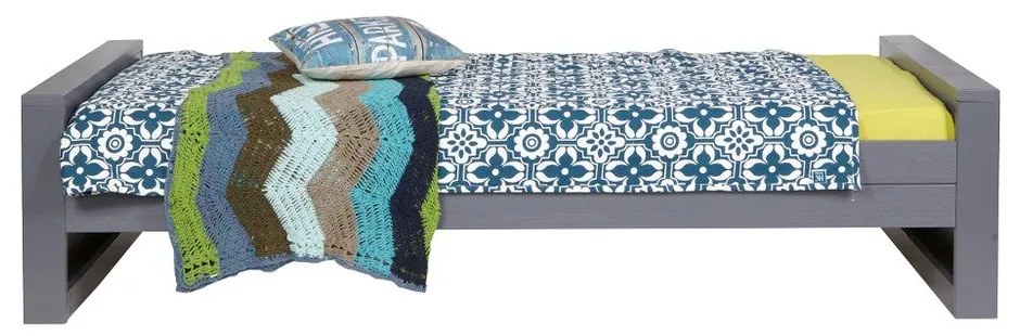 Letto singolo grigio con rete 90x200 cm Dennis - WOOOD