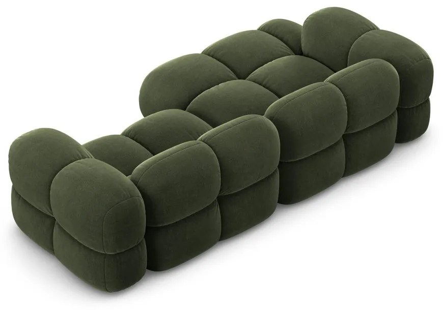 Divano angolare verde (con penisola a sinistra/con chaise lounge) con rivestimento in velluto Loretto – Cosmopolitan Design