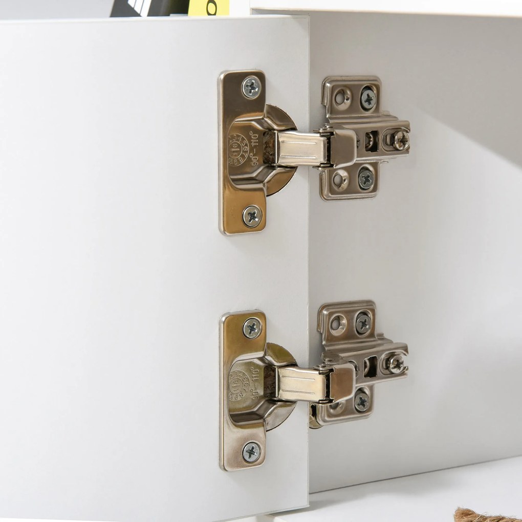 Mobile Porta TV fino a 42" 120x30x41 cm con Armadietto e Ripiani in Legno Bianco...