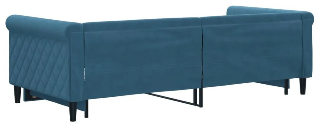 Divano letto con letto estraibile blu 90x200 cm in velluto