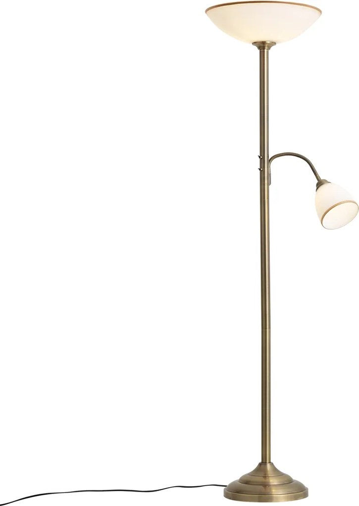 Lampada da terra classica bronzo con vetro opale 2 luci - Katarina