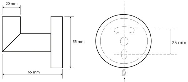 Sapho - Gancio da parete X-ROUND 5,5x6,5 cm nero