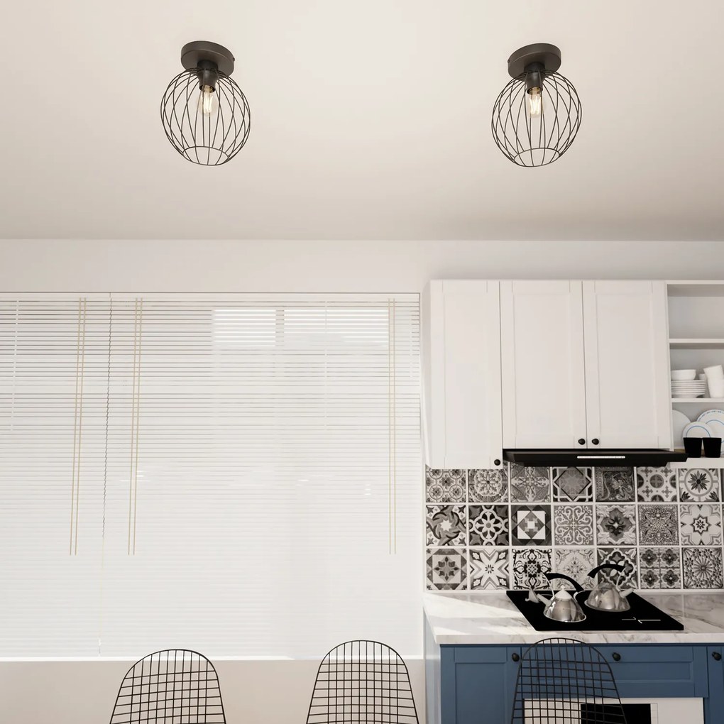 Plafoniera Minimal Industrial Geb 1 Luce Nera