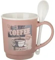 Tazza mug conica 400 ml con cucchiaino in porcellana malva