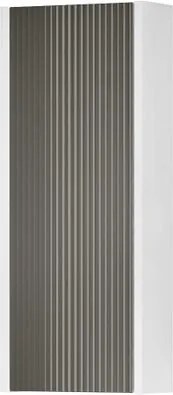 Pensile bagno Niwa cannettato laccato opaco bianco con vetro grigio carbone, 1 anta P17 x L30 x H78.5 cm