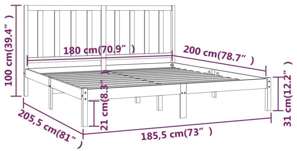 Giroletto in Legno Massello 180x200 cm Super King