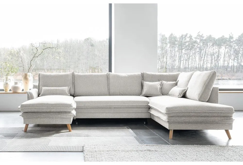 Divano letto angolare beige (angolo destro/"U") Charming Charlie - Miuform