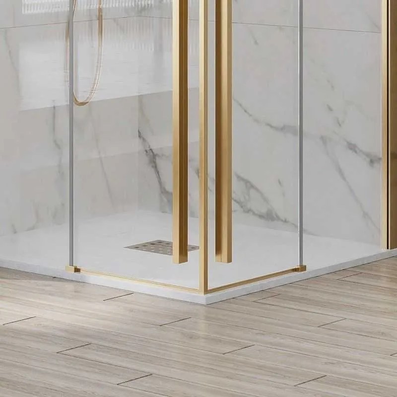 Kamalu - Box doccia 110x120 colore oro satinato doppio scorrevole vetro 8mm | KSA1000G