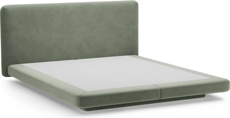 Letto matrimoniale imbottito verde 140x200 cm Linea – Micadoni