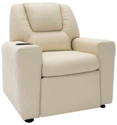 Poltrona Reclinabile per Bambini in Similpelle Bianco Crema