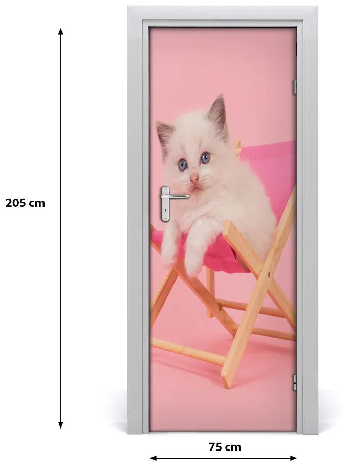 Adesivo per porta interna Gatto su un lettino solare 75x205 cm