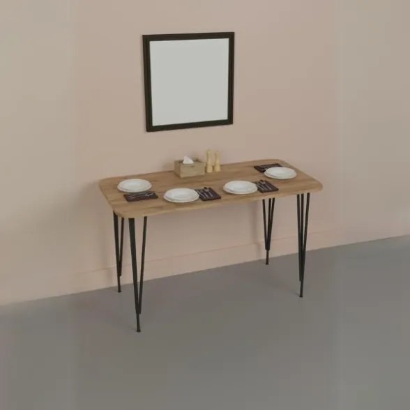 Tavolo Da Cucina Stile Industrial 120x60x73 Gambe A Piramide Pyra Rovere