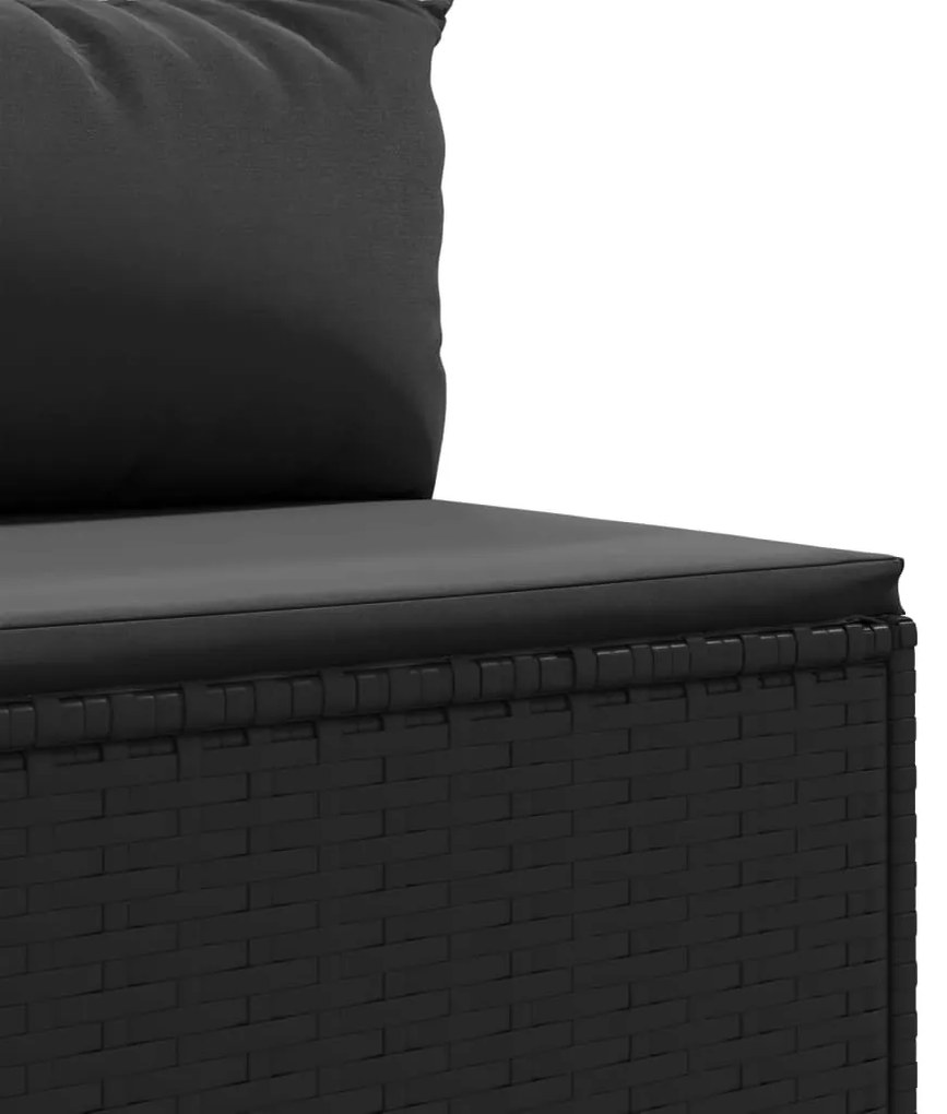 Set salotto da giardino con cuscini 9pz nero in polyrattan