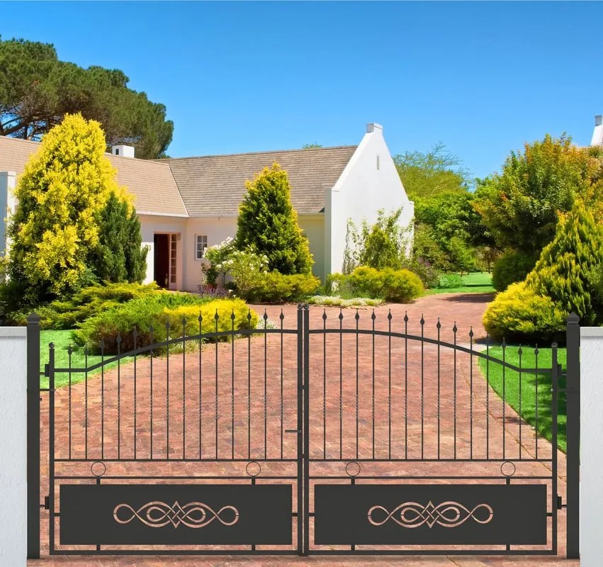 Cancello manuale battente Lavaredo in ferro, apertura centrale, L 408.5, H 165-195 cm, di colore nero