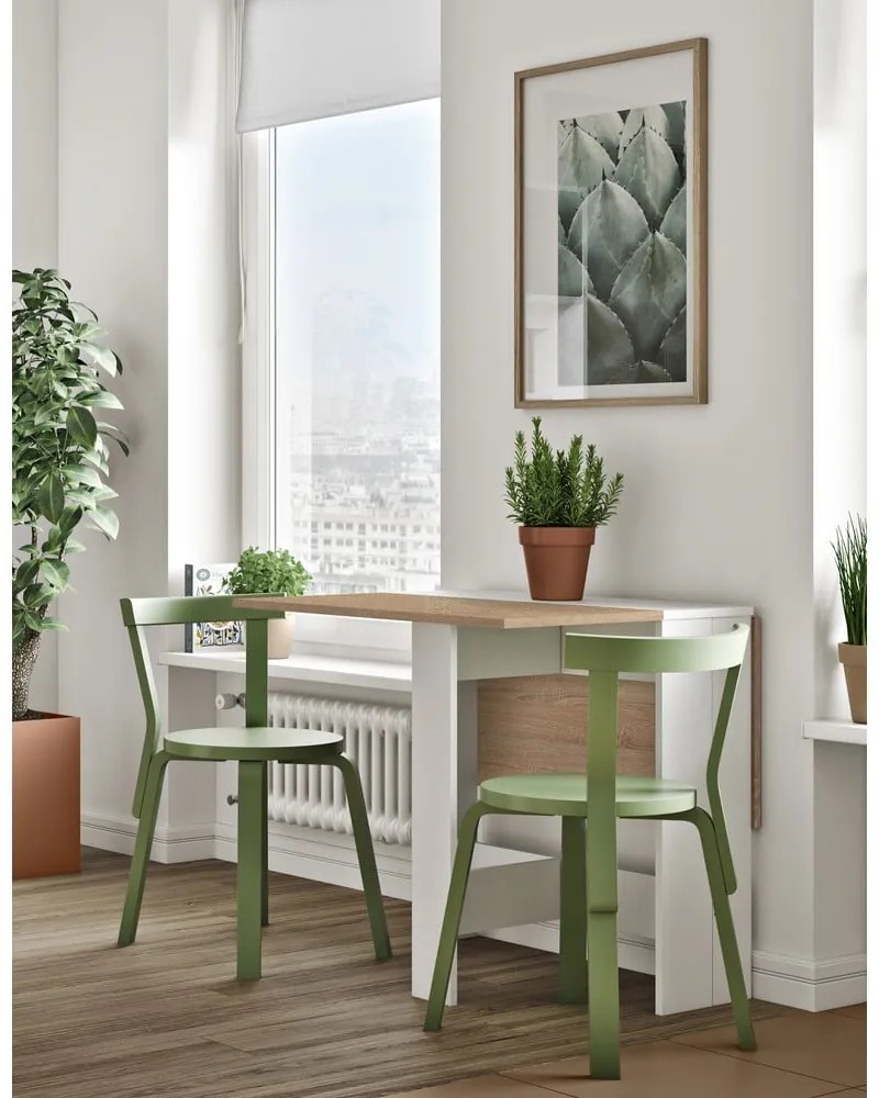 Tavolo da pranzo pieghevole con piano in rovere 76x28 cm Papillon - TemaHome